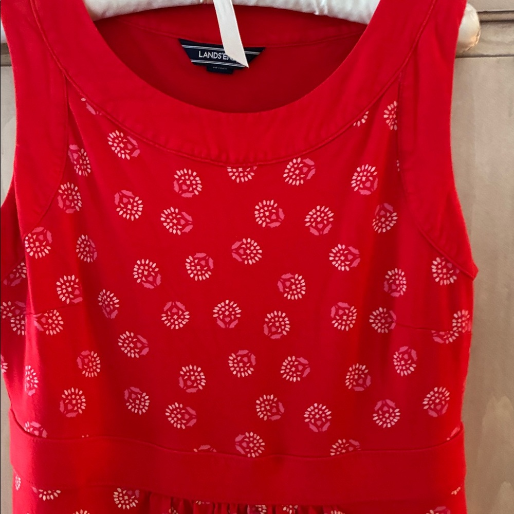 Lands' End Red Patterned Sleeveless dress sz S 6-8 - Picture 2 of 4